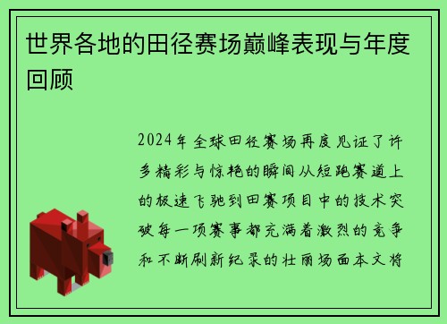 世界各地的田径赛场巅峰表现与年度回顾